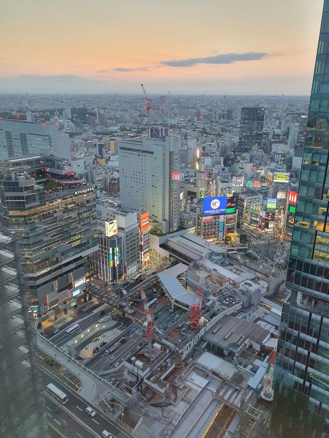 夜晚的涩谷十字路口